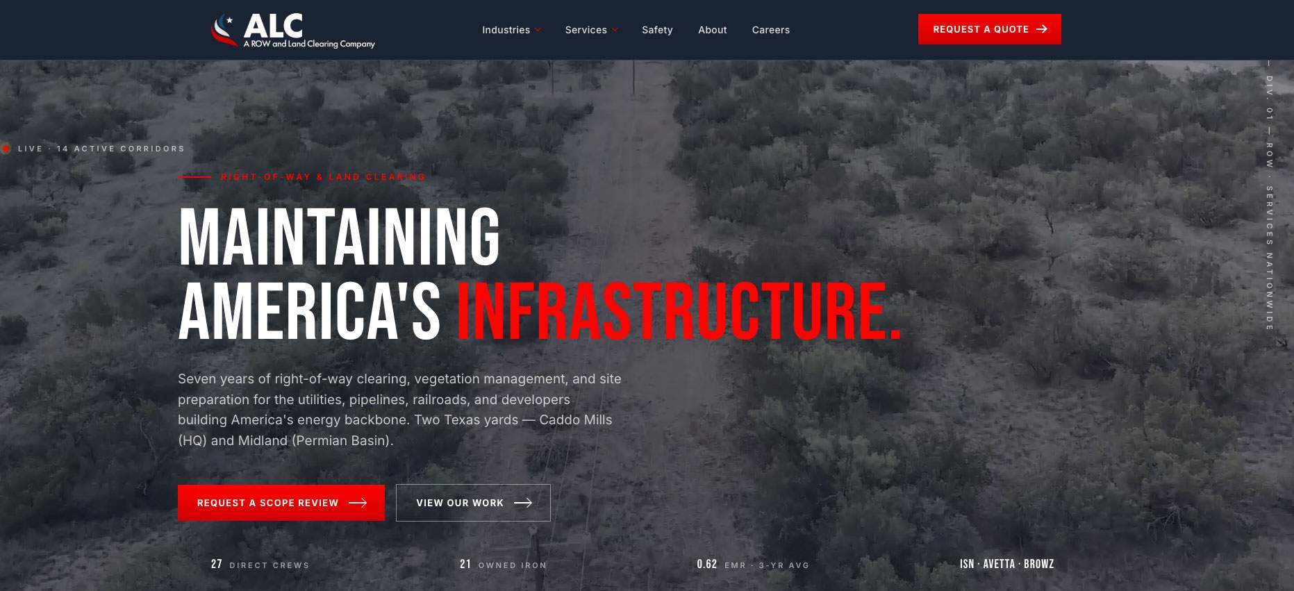 American Land Clearing Co. — nationwide right-of-way and land clearing contractor website