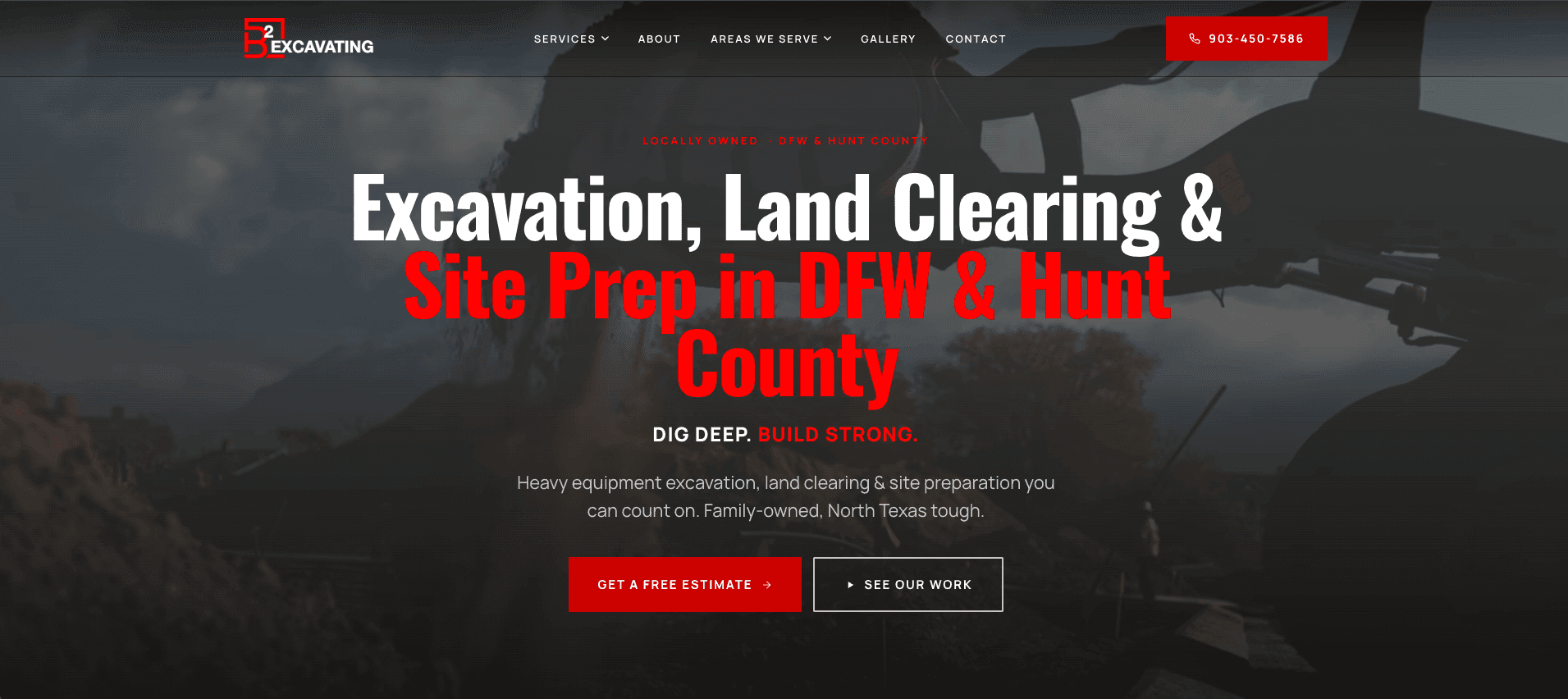 B Squared Excavating — Caddo Mills TX excavation contractor website